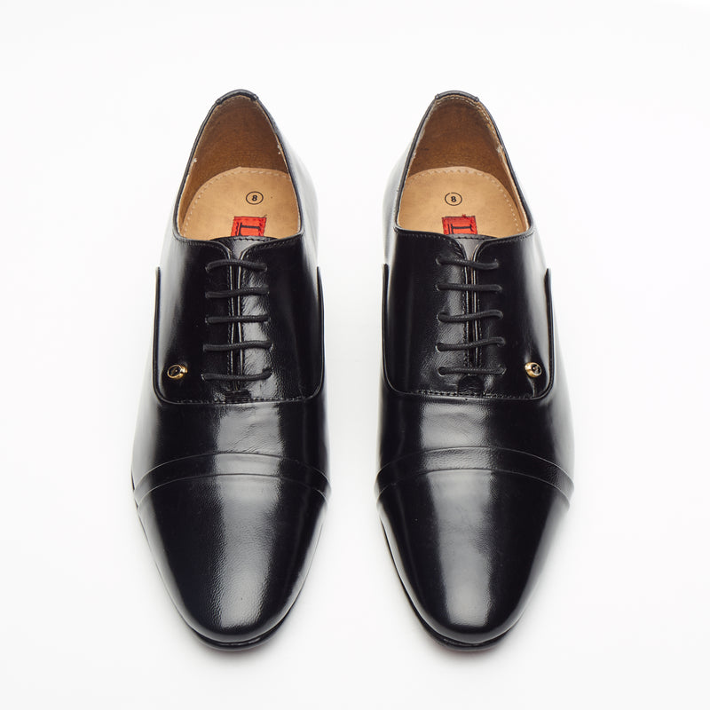 Mens Cuban Heel Leather Shoes - 26286 Black