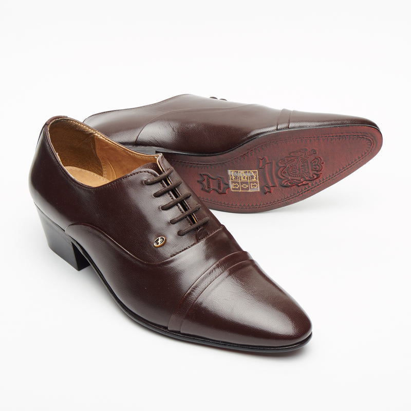 Lucini Men’s Cuban Heel Leather Shoes Lace Up 26286 – Brown