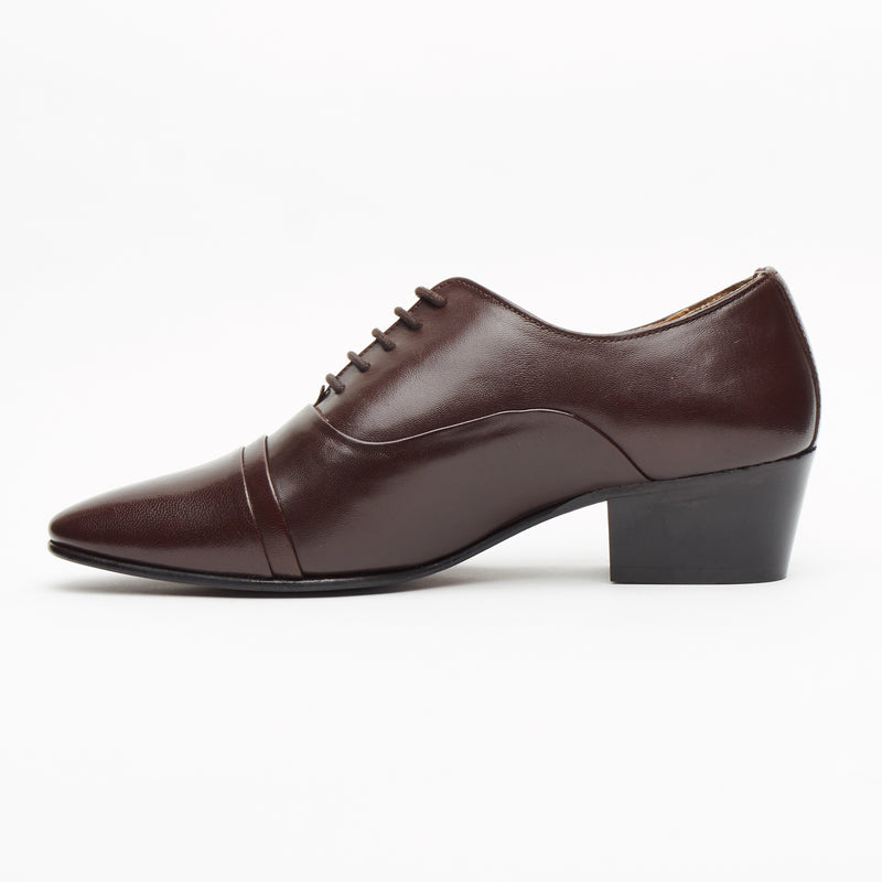 Lucini Men’s Cuban Heel Leather Shoes Lace Up 26286 – Brown