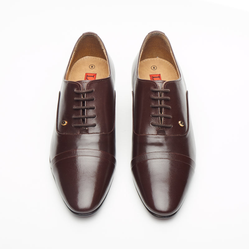 Lucini Men’s Cuban Heel Leather Shoes Lace Up 26286 – Brown