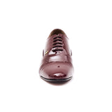Mens Leather Cuban Heel Patent Shoes - 26286 Burgundy