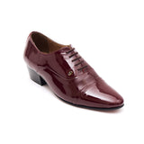 Mens Leather Cuban Heel Patent Shoes - 26286 Burgundy