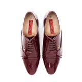 Mens Leather Cuban Heel Patent Shoes - 26286 Burgundy
