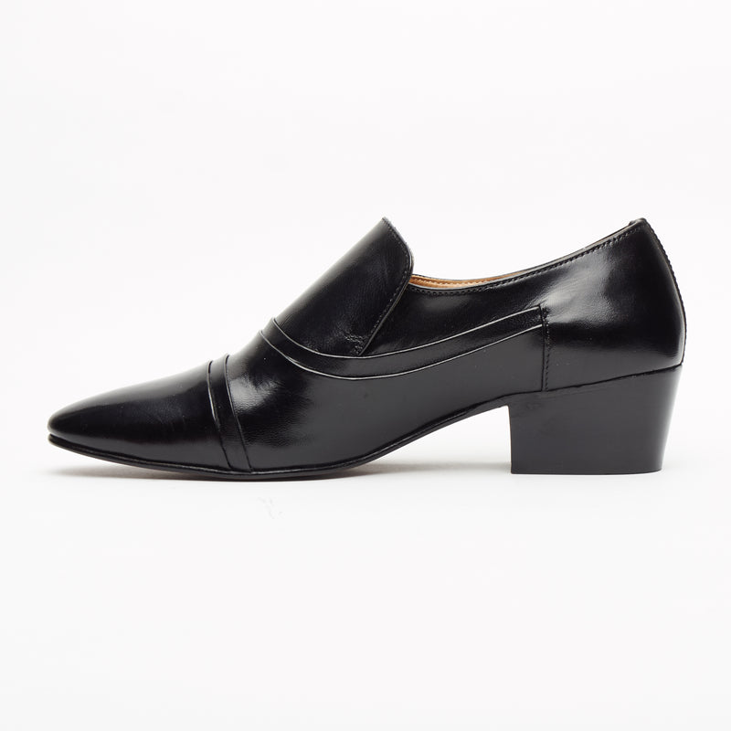 Mens Cuban Heel Leather Shoes - 26287 Black