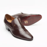 Mens Cuban Heel Leather Shoes - 26287 Brown