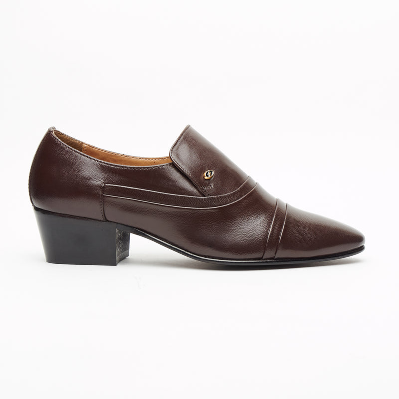Lucini Men’s Leather Cuban Heel Patent Shoes 26287 – Brown