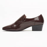 Mens Cuban Heel Leather Shoes - 26287 Brown