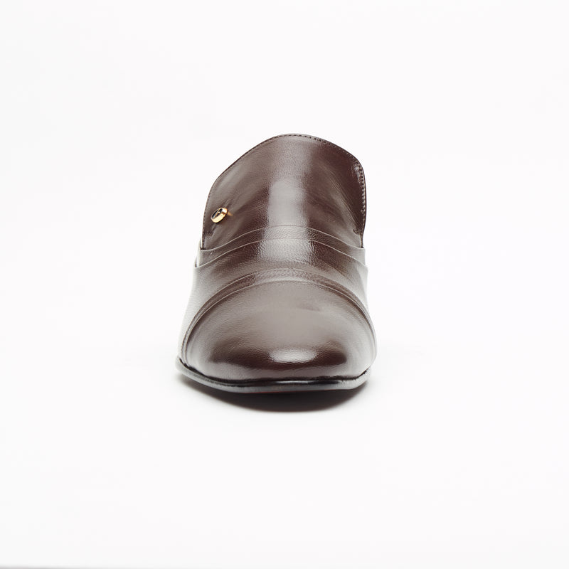 Lucini Men’s Leather Cuban Heel Patent Shoes 26287 – Brown