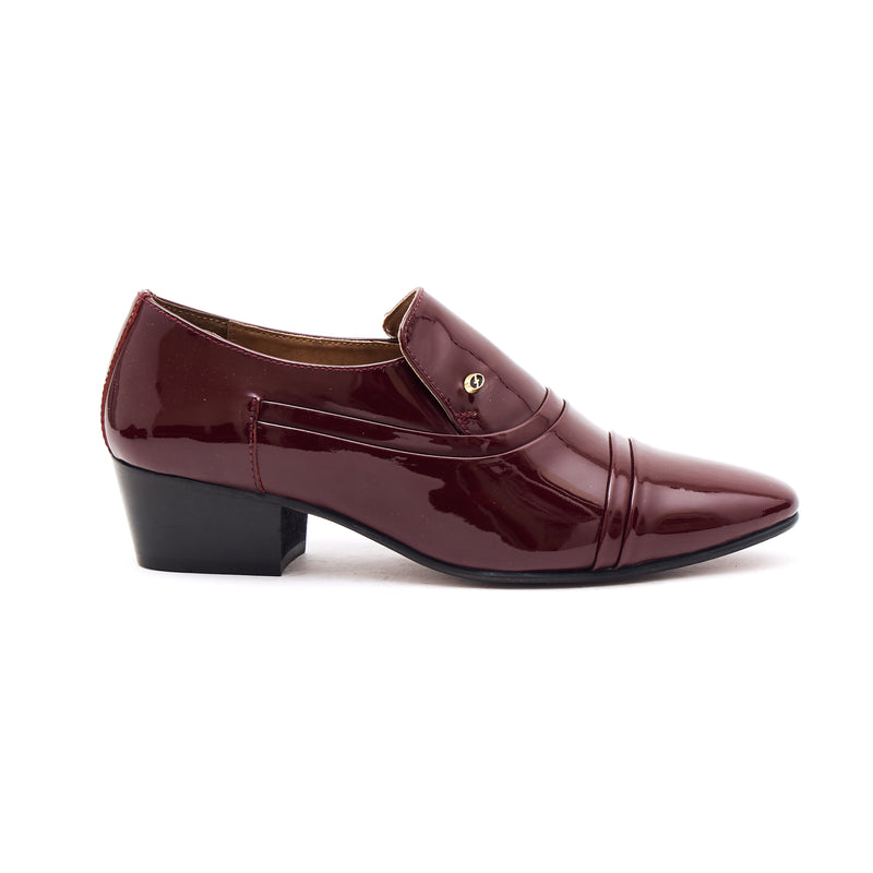 Lucini Men’s Leather Cuban Heel Patent Shoes 26287 – Burgundy