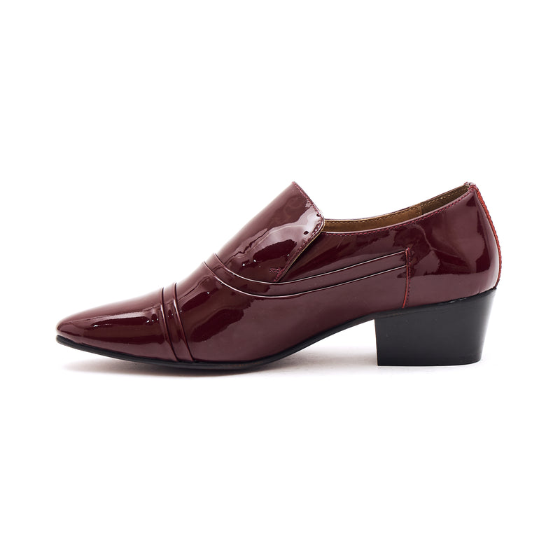 Lucini Men’s Leather Cuban Heel Patent Shoes 26287 – Burgundy