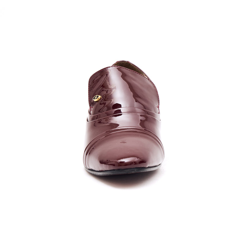 Lucini Men’s Leather Cuban Heel Patent Shoes 26287 – Burgundy