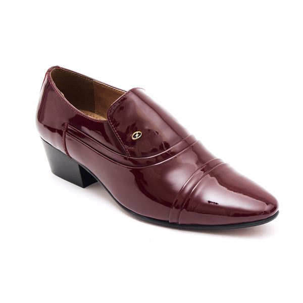 Lucini Men’s Leather Cuban Heel Patent Shoes 26287 – Burgundy