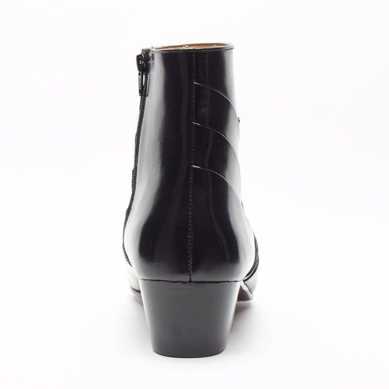 Mens Cuban Heel Leather Boots - 26288 Black