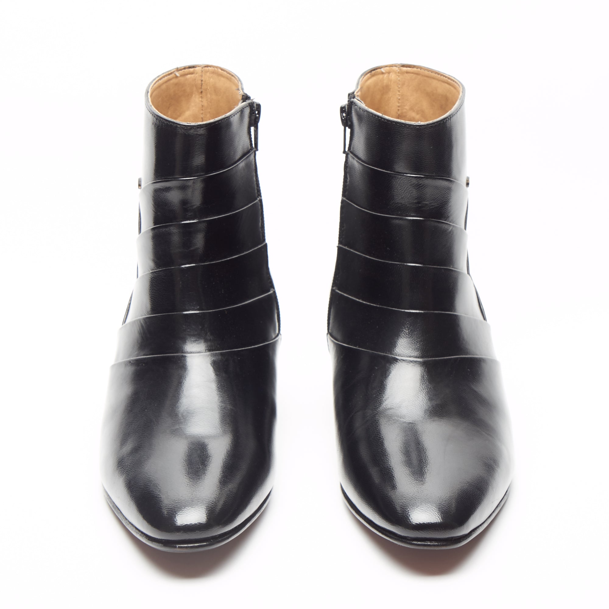 Mens Cuban Heel Leather Boots - 26288 Black