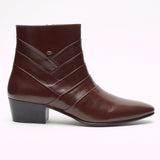 Mens Cuban Heel Leather Boots - 26288 Brown