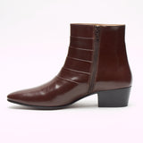 Mens Cuban Heel Leather Boots - 26288 Brown