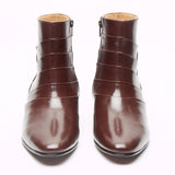 Mens Cuban Heel Leather Boots - 26288 Brown