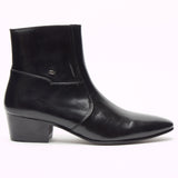 Mens Cuban Heel Leather Boots - 26490 Black