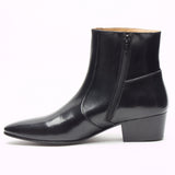 Mens Cuban Heel Leather Boots - 26490 Black