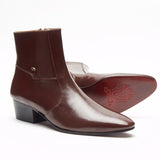 Mens Cuban Heel Leather Boots - 26490 Brown