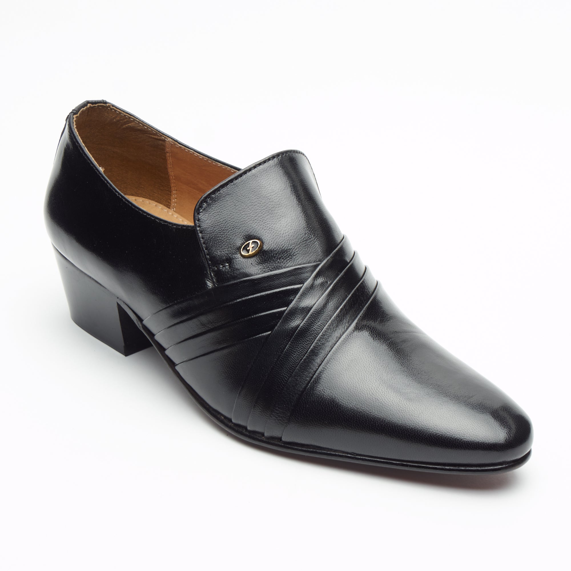 Mens Cuban Heel Leather Shoes - 26544 Black