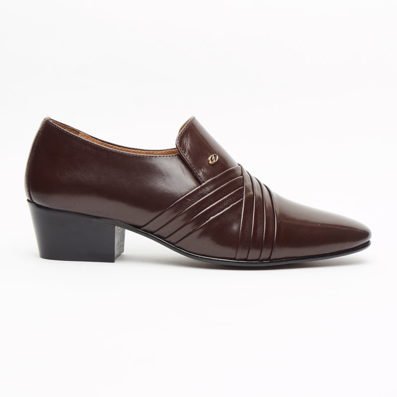 Mens Cuban Heel Leather Shoes - 26544 Brown