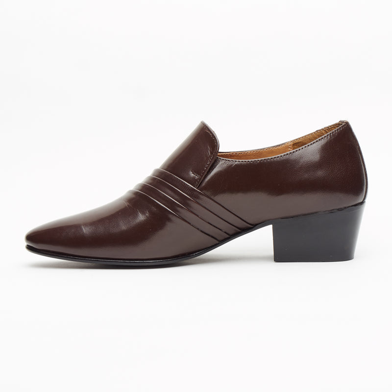 Mens Cuban Heel Leather Shoes - 26544 Brown