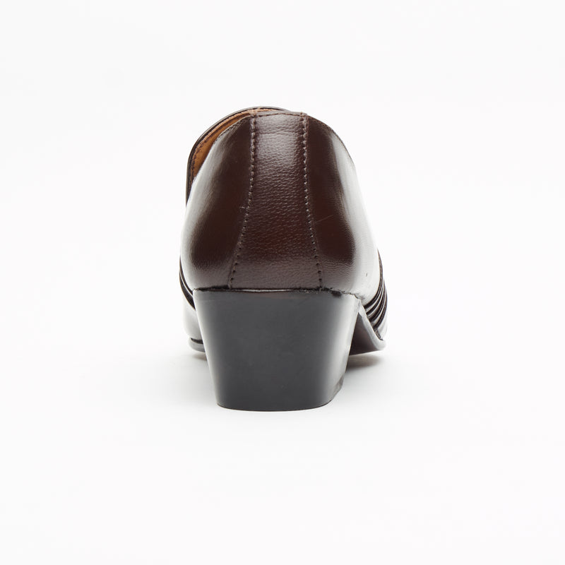 Mens Cuban Heel Leather Shoes - 26544 Brown