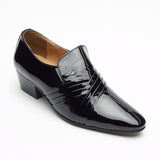 Mens Leather Cuban Heel Patent Shoes - 26544 Black