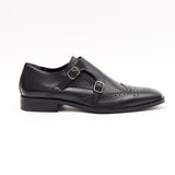 Mens Leather Double Monk Shoes 27701_Black