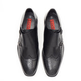 Mens Leather Double Monk Shoes 27701_Black