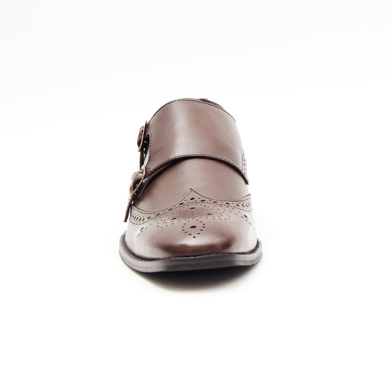 Lucini Men's Leather Double Monk Shoes 27701 | Brown