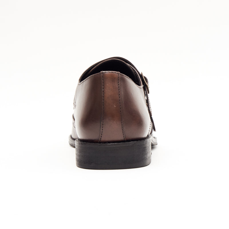 Lucini Men's Leather Double Monk Shoes 27701 | Brown
