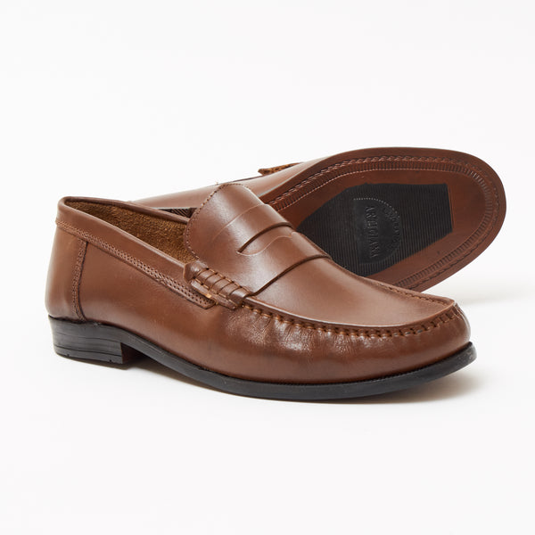 Lucini Men's Leather Loafer Shoes 2812 – Tan Sheep Napa