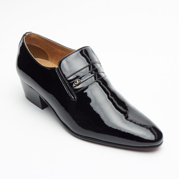 Lucini Men’s Leather Cuban Heel Patent Shoes 29779 – Black