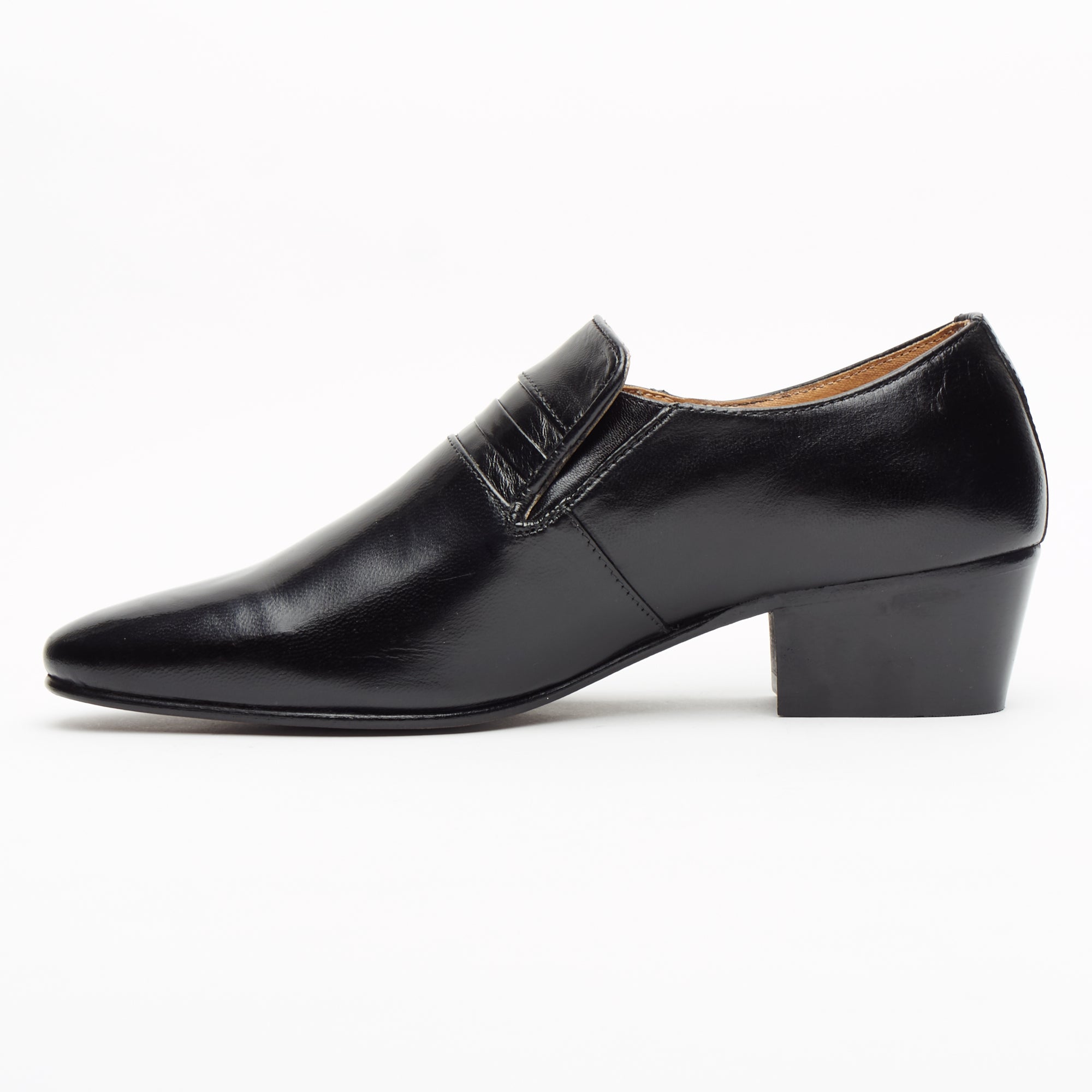 Mens Cuban Heel Leather Shoes - 29779 Black