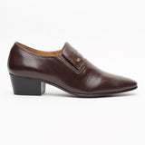 Mens Cuban Heel Leather Shoes - 29779 Brown