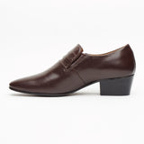 Mens Cuban Heel Leather Shoes - 29779 Brown