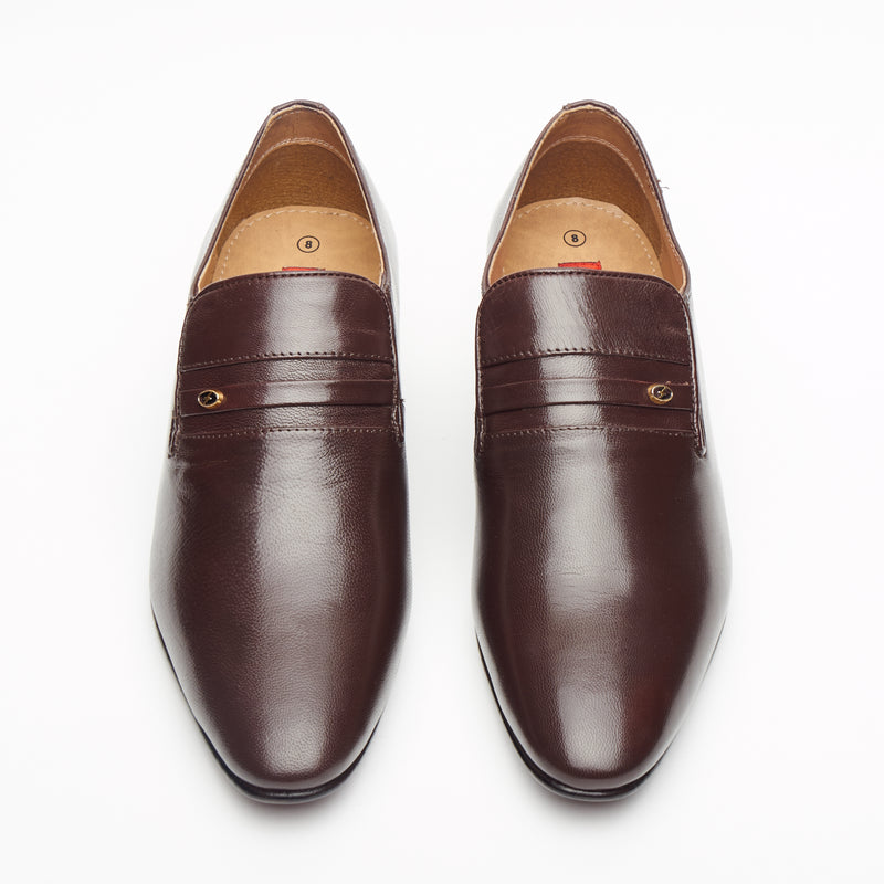 Mens Cuban Heel Leather Shoes - 29779 Brown