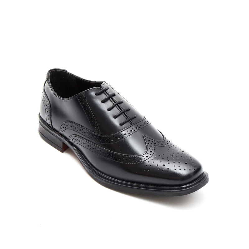 Lucini Men's Leather Brogue Shoes 30817 – Black