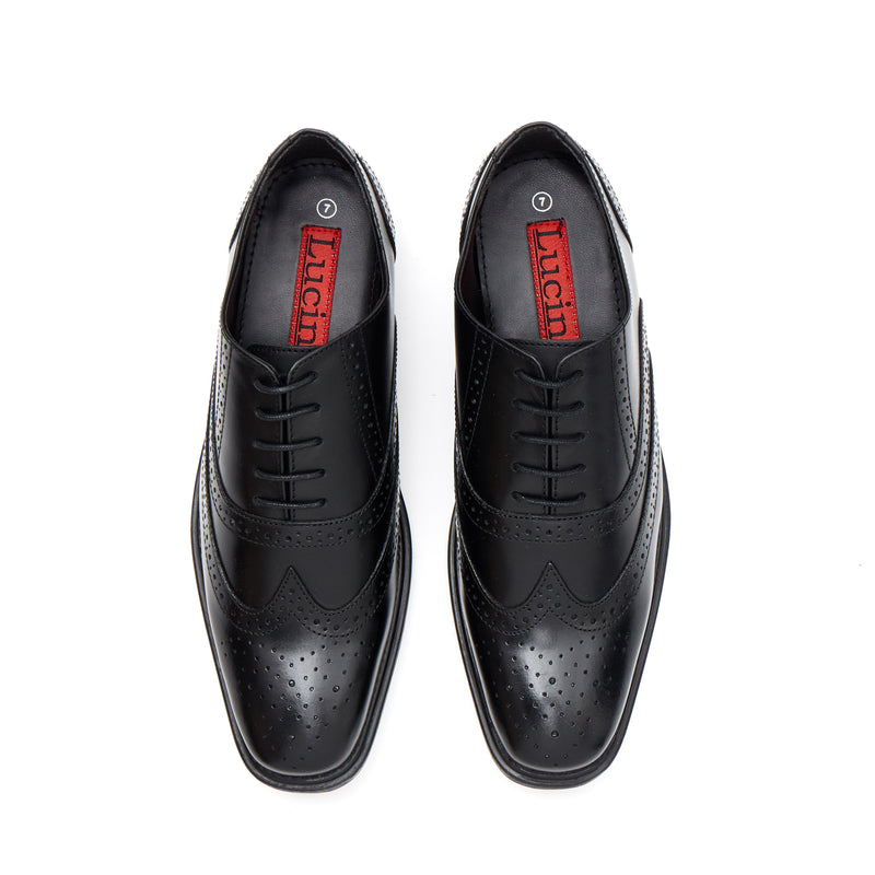Lucini Men's Leather Brogue Shoes 30817 – Black