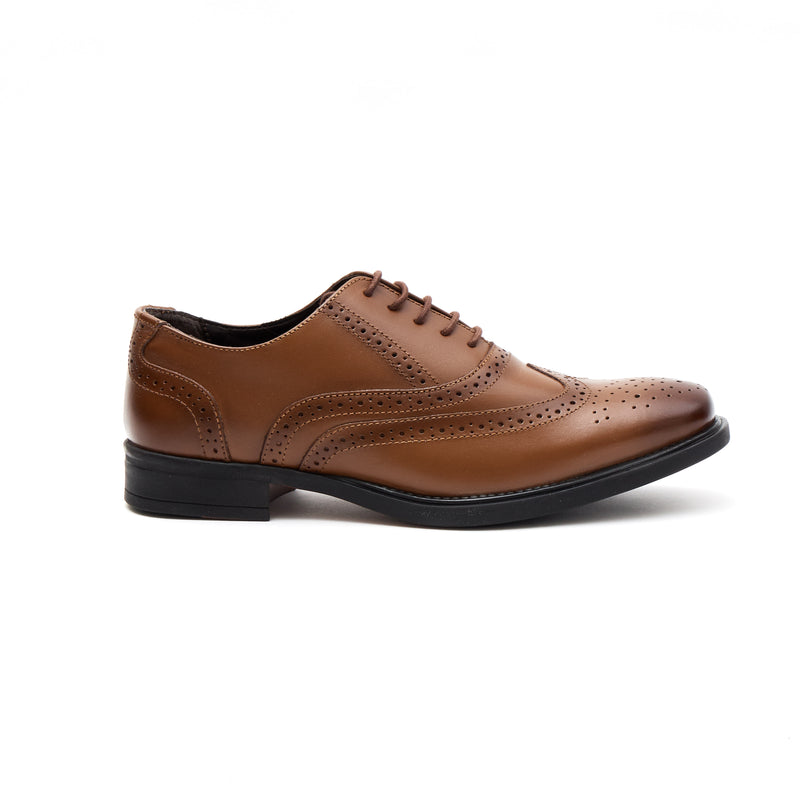 Lucini Men's Leather Brogue Shoes 30817 – Tan