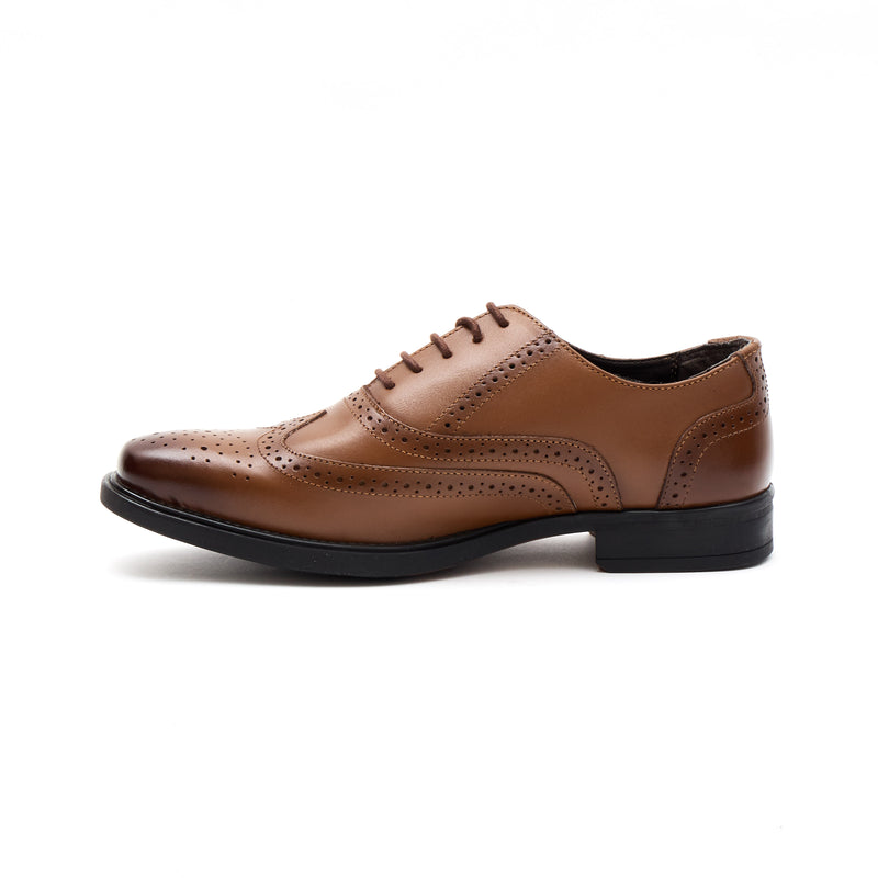 Lucini Men's Leather Brogue Shoes 30817 – Tan