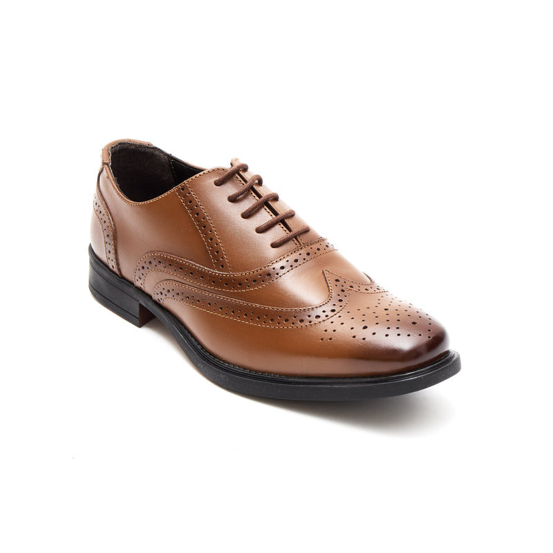 Lucini Men's Leather Brogue Shoes 30817 – Tan