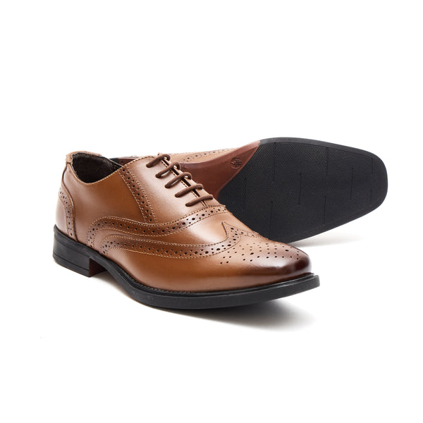 Lucini Men's Leather Brogue Shoes 30817 – Tan