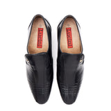 Mens Cuban Heel Leather Shoes- 33477 Black