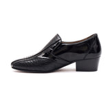 Mens Leather Cuban Heel Patent Shoes-33477 Black