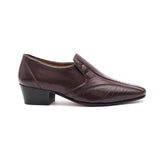 Mens Cuban Heel Leather Shoes- 33477 Brown