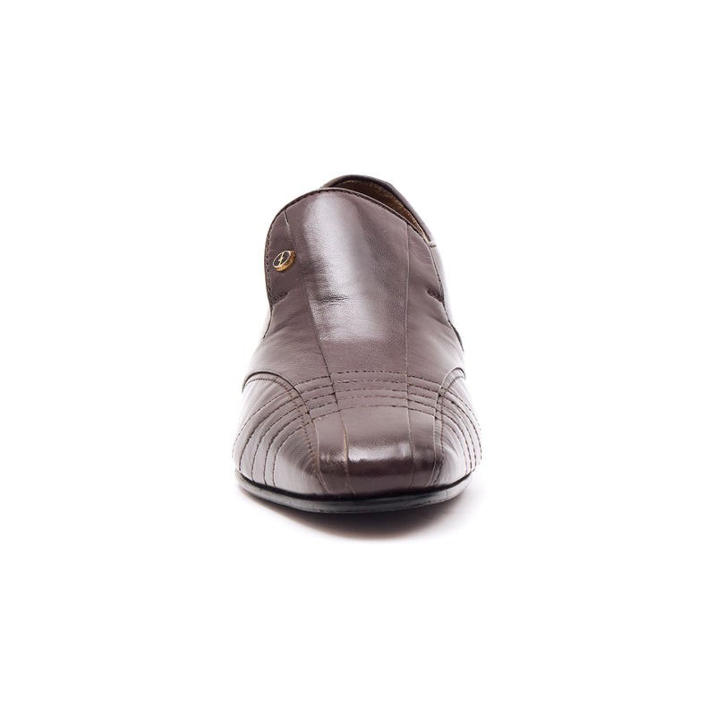 Mens Cuban Heel Leather Shoes- 33477 Brown