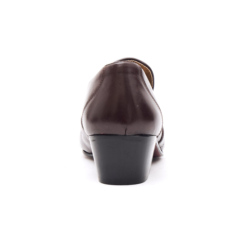 Mens Cuban Heel Leather Shoes- 33477 Brown